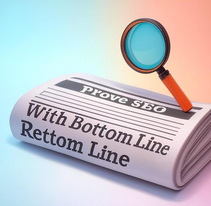 A newspaper and a magnifying glass over a colorful background, symbolizing a deep look into Prove the real value of SEO and stop justifying your budget. Tired of talking rankings? Learn to connect your SEO work directly to the leads and sales that matter.
