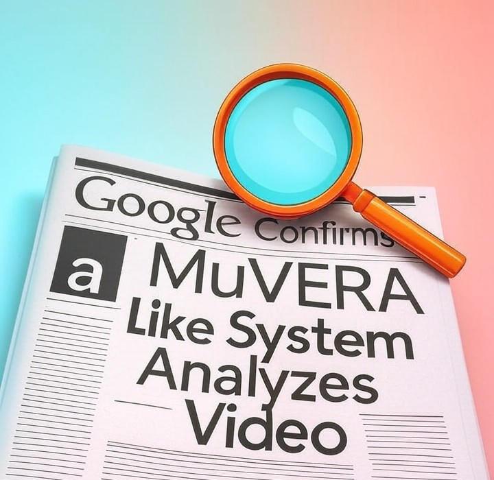 A newspaper and a magnifying glass over a colorful background, symbolizing a deep look into Google's MUVERA-like system is real. The search giant just confirmed how it understands text, images, and video together. Are you prepared for what's next?