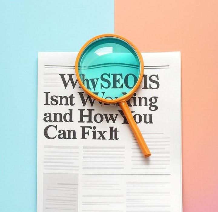 A newspaper and a magnifying glass over a colorful background, symbolizing a deep look into Wondering why your SEO isn't working like it used to? A top expert shares the secret. It’s not about keywords anymore. Here’s what actually moves the needle.